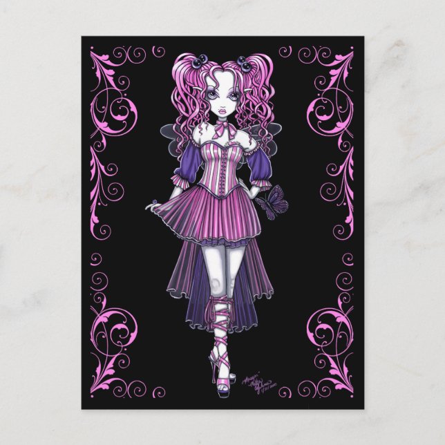 "Maegan" Pink Valentine Fairy Art Postcard (Front)