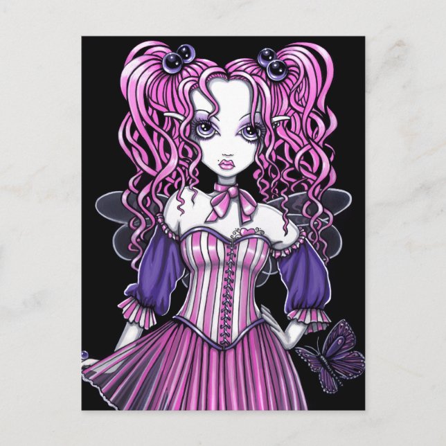 "Maegan" Pink Valentine Fairy Art Postcard (Front)