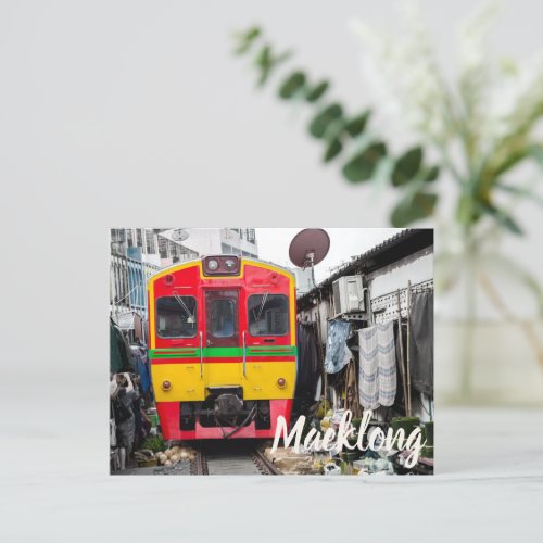 Maeklong Railway Market Thailand Bangkok Train Holiday Postcard
