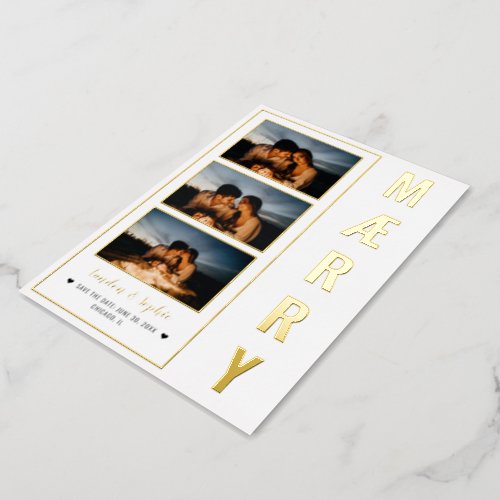 MRRY Save the Date Foil Holiday Photo Strip Card