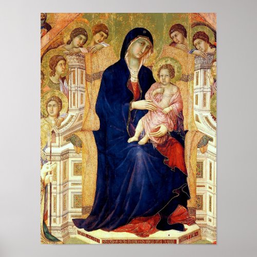 Maest detail of Madonna and Child on throne Poster