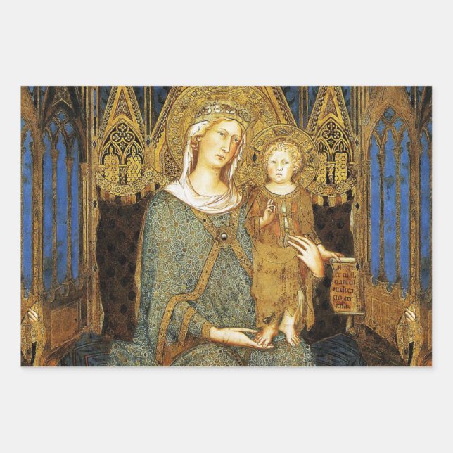 MAESTA,VIRGIN WITH CHILD ,Blue Sapphire Wrapping Paper Sheets (Front)
