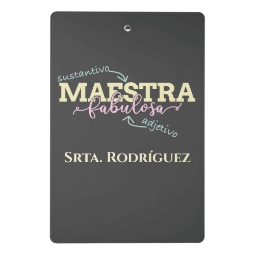 Maestra Fabulosa Personalized Spanish Teacher Mini Clipboard