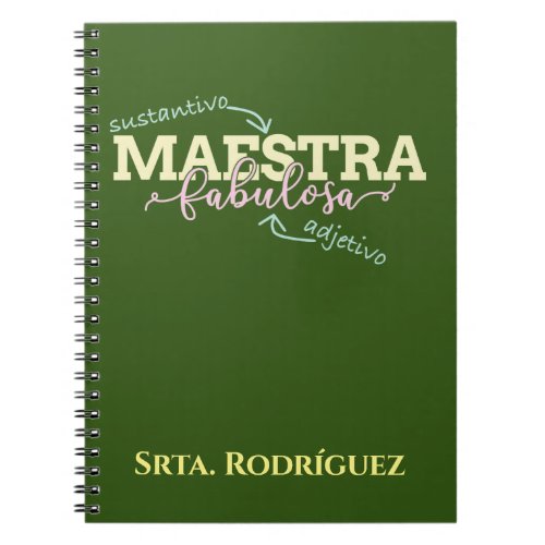Maestra Fabulosa Personalized Spanish Teacher Notebook