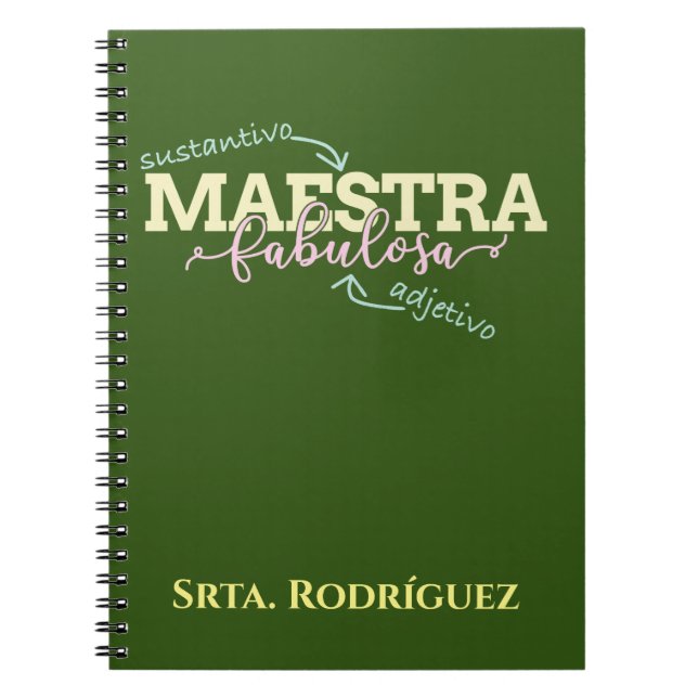 Maestra Fabulosa Personalized Spanish Teacher Notebook (Front)