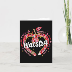 Maestra Pencil Spanish Teacher Bilingual Valentine Card