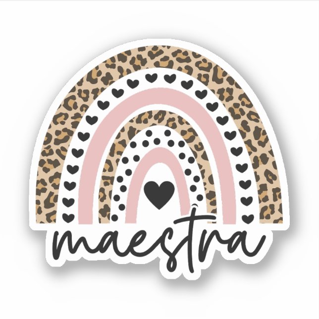 Maestra Rainbow, Spanish Teacher Appreciation Gift Sticker (Front)