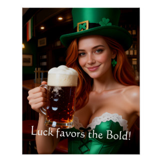 Maeve in Emerald Corset Irish Pub St Patrick's Day Poster