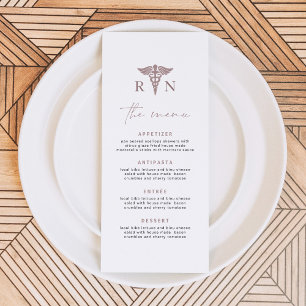 MAEVE Rose Gold RN Nurse Party Menu Card