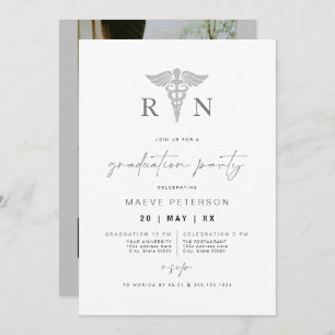 MAEVE Silver Grey Medical RN Nurse Graduation Invitation