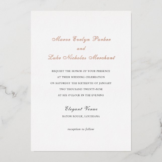 Maeve Traditional Wedding Invitation Foil Invitation (Front)