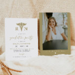 MAEVE Yellow Gold Medical RN Nurse Graduation Invitation<br><div class="desc">This gold nurse graduation invitation features a simple handwritten font with a modern minimalist design with a medical emblem (editable degree!) and a fun photo backside. Its minimalist design is perfect for any graduation event. Easily add a photo to the backside for a personal touch.</div>