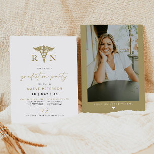 MAEVE Yellow Gold Medical RN Nurse Graduation Invitation