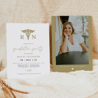 MAEVE Yellow Gold Medical RN Nurse Graduation Invitation