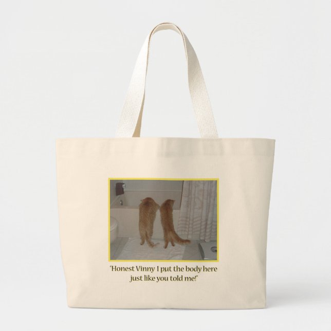 Mafia Cats Humor Large Tote Bag (Front)