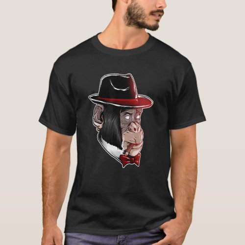 Mafia Style Monkey Primate Gangster Monkey Animal T_Shirt