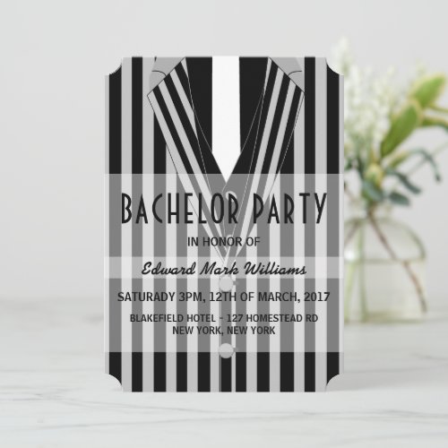 Mafia Suit Bachelor Party Invitation