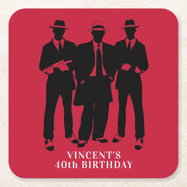Mafia Themed Square Paper Coaster (Front)