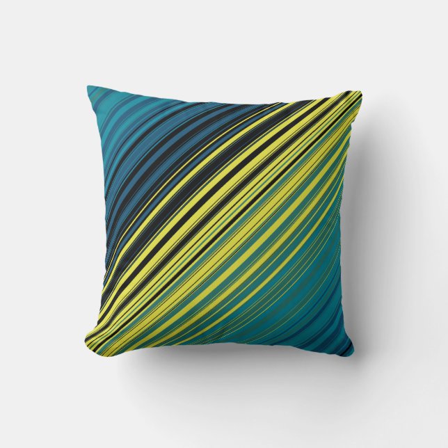 Mag Green Multi Diagonal Stripes Throw Pillow (Front)