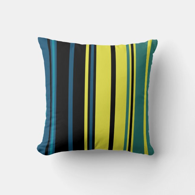 Mag Green Multi Stripes Throw Pillow (Front)