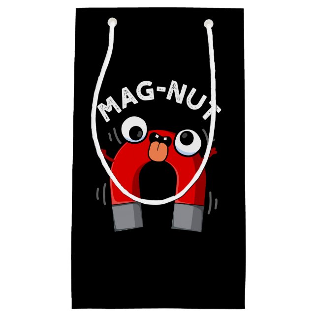 Mag-nut Funny Magnet Pun Dark BG Small Gift Bag (Front)