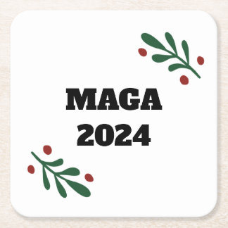 MAGA 2024 Christmas Square Paper Coaster