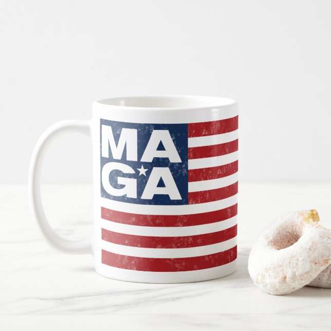 MAGA American Flag Coffee Mug (With Donut)