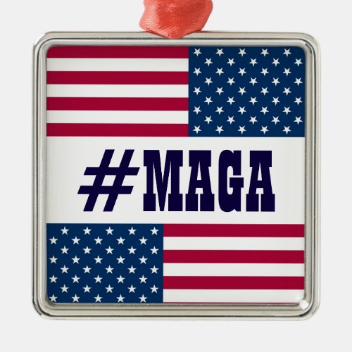 MAGA_American Flag Metal Ornament