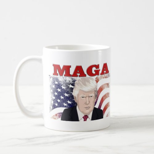 MAGA American Flag Trump red text  Coffee Mug
