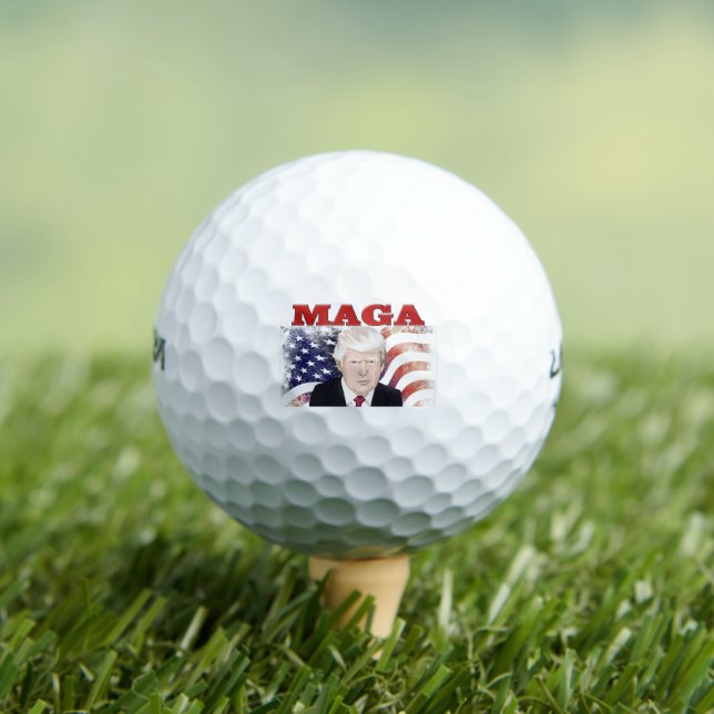 MAGA American Flag Trump red text Golf Balls (Insitu Tee)