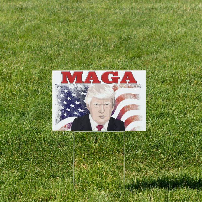 MAGA American Flag Trump red text Sign (Insitu)
