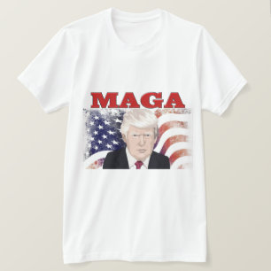 MAGA American Flag Trump red text T-Shirt