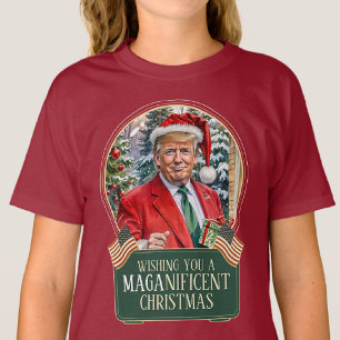 MAGA Christmas Trump Santa Snow Globe Kids T-Shirt