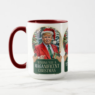 MAGA Christmas Trump Santa Snow Globe Large Mug