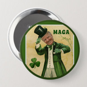 MAGA Donald Trump St. Patrick's Day Shamrocks Button