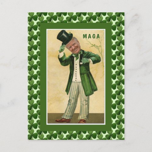 MAGA Donald Trump St Patricks Day Shamrocks Postcard