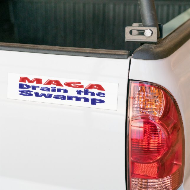 MAGA Drain the Swamp red blue Bumper Sticker (On Truck)