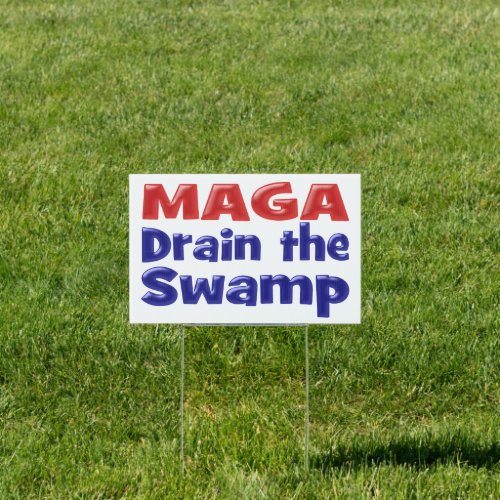 MAGA Drain the Swamp red blue Yard Sign