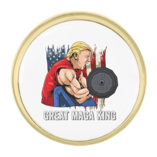 MAGA KING Trump Great MAGA KING Vintage US Flag  Gold Finish Lapel Pin