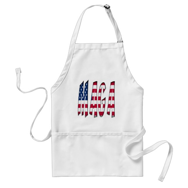 MAGA Make America Great Again American Flag Text Adult Apron (Front)
