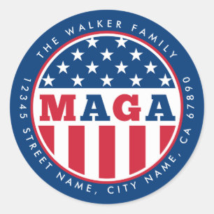 MAGA Personalized Initial Round Stickers