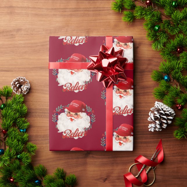 MAGA Santa Believe Trump Republican Wrapping Paper (Holiday Gift)