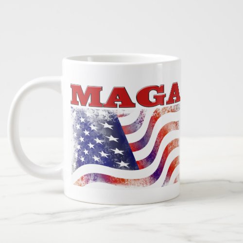 MAGA stars and stripes half text Giant Coffee Mug