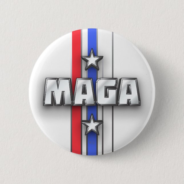 MAGA Stars Stripes Make America Great Again White Button (Front)