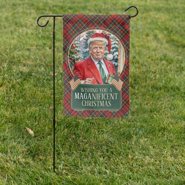MAGA Trump Christmas Tartan Weatherproof  Garden Flag (In SItu)