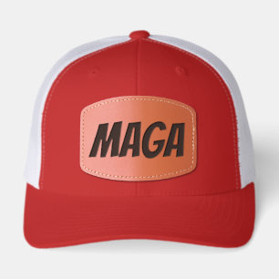 MAGA TRUMP LEATHER PATCH TRUCKER HAT