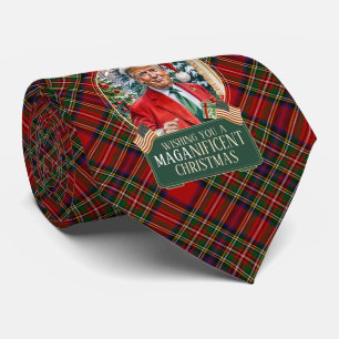 MAGA Trump tartain plaid Christmas tie