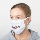 MAGA US Flag Text Patriotic White Cotton Face Mask (Angled)