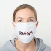 MAGA US Flag Text Patriotic White Cotton Face Mask (Worn)