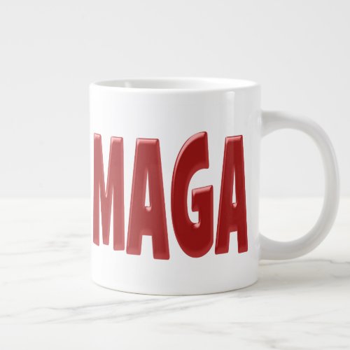 MAGA with red half text Giant Coffee Mug